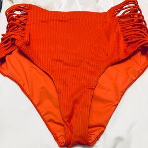 Orange High-Waisted Women's Swim Bottom